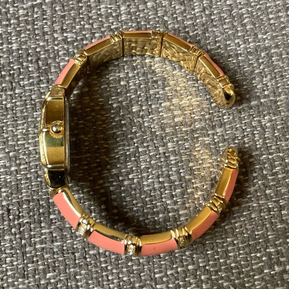 RJ Graziano Enamel, Gold Tone Crystal Quartz Cuff Watch main image 5